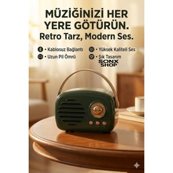 ® Yeni Ürün Nostaljik Retro Bluetooth FM Radyo, USB ve Bluetooth Kablosuz Hoparlör